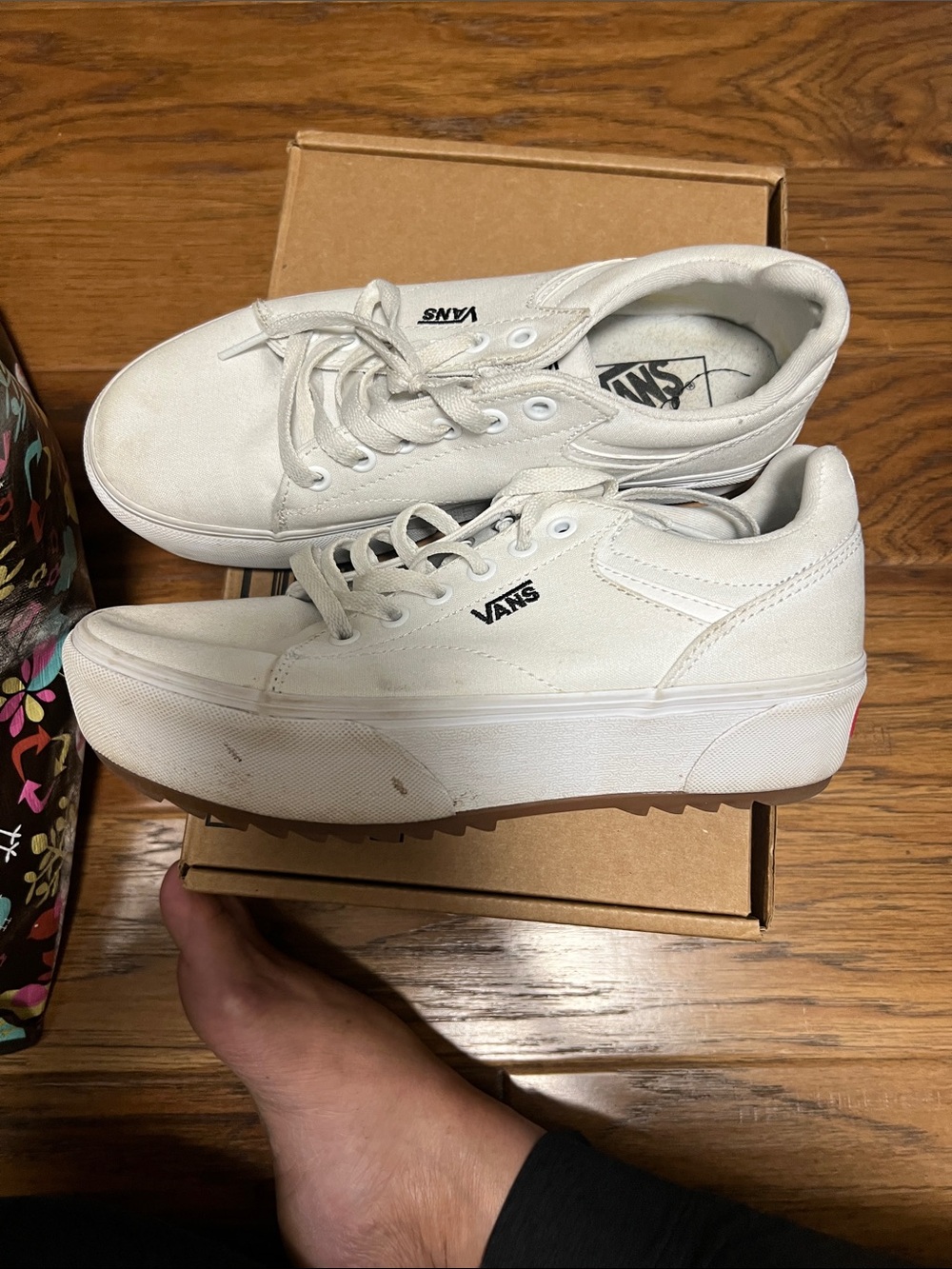 Vans Women's White Platform Canvas Sneakers